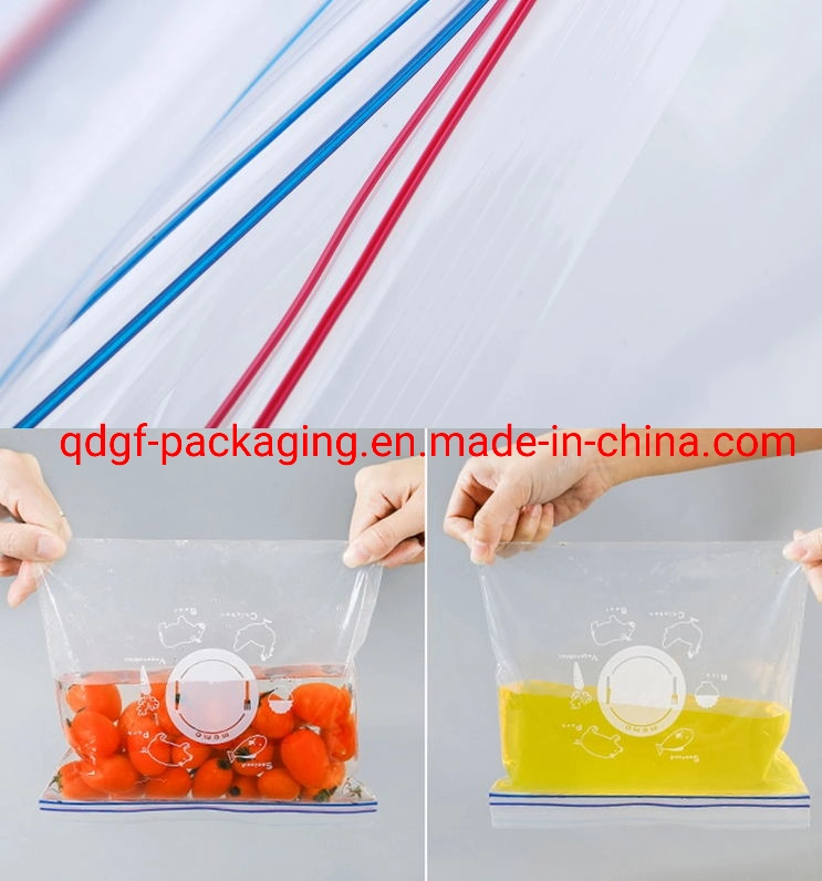 Retail Color Box Packaging Food Storage Ziplock Slider Bags Clear Plastic Freezer Reclosable PE Slider Zipper Fruit Fresh Bags in Boxes.